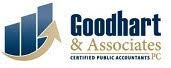 Logo for Goodhart & Associates, Certified Public Accountants. Features a graphic with upward trending bars and an arrow.