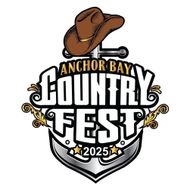 The logo for the anchor bay country fest is a cowboy hat sitting on top of an anchor.