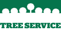 A green and white logo for Hamilton Tree Service