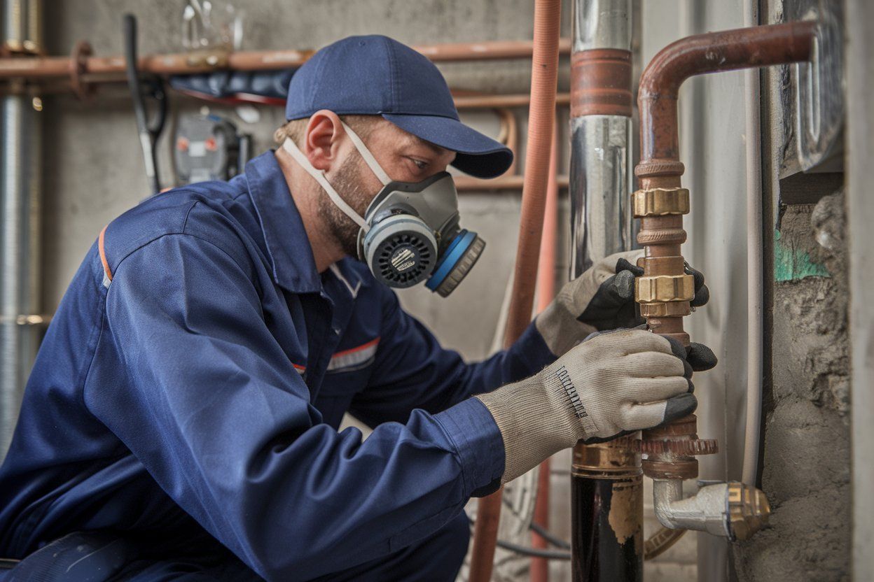 Skilled technician using an adjustable wrench to repair boiler tubes.