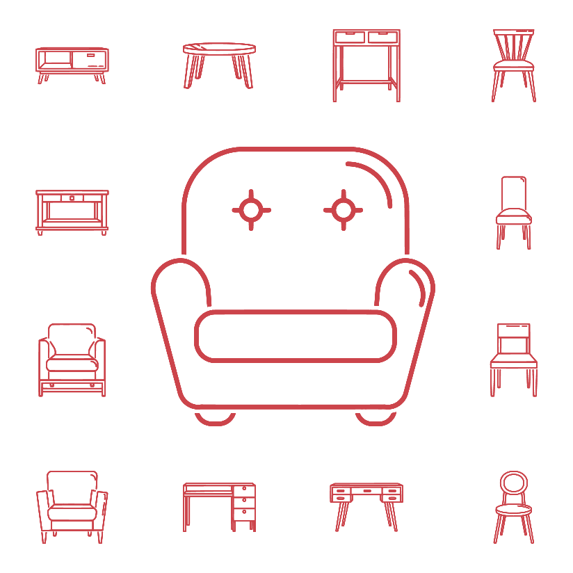 icone rappresentanti diversi tipi di sedie e poltrone