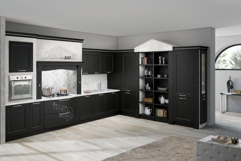 cucina con legno color nero