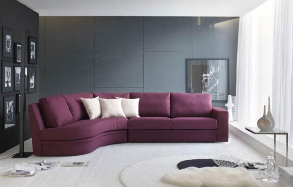 divano chaise longue in tessuto color viola