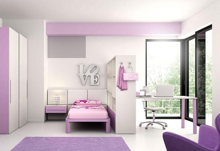 cameretta per bambina con complementi di arredo della collezione moretti compact