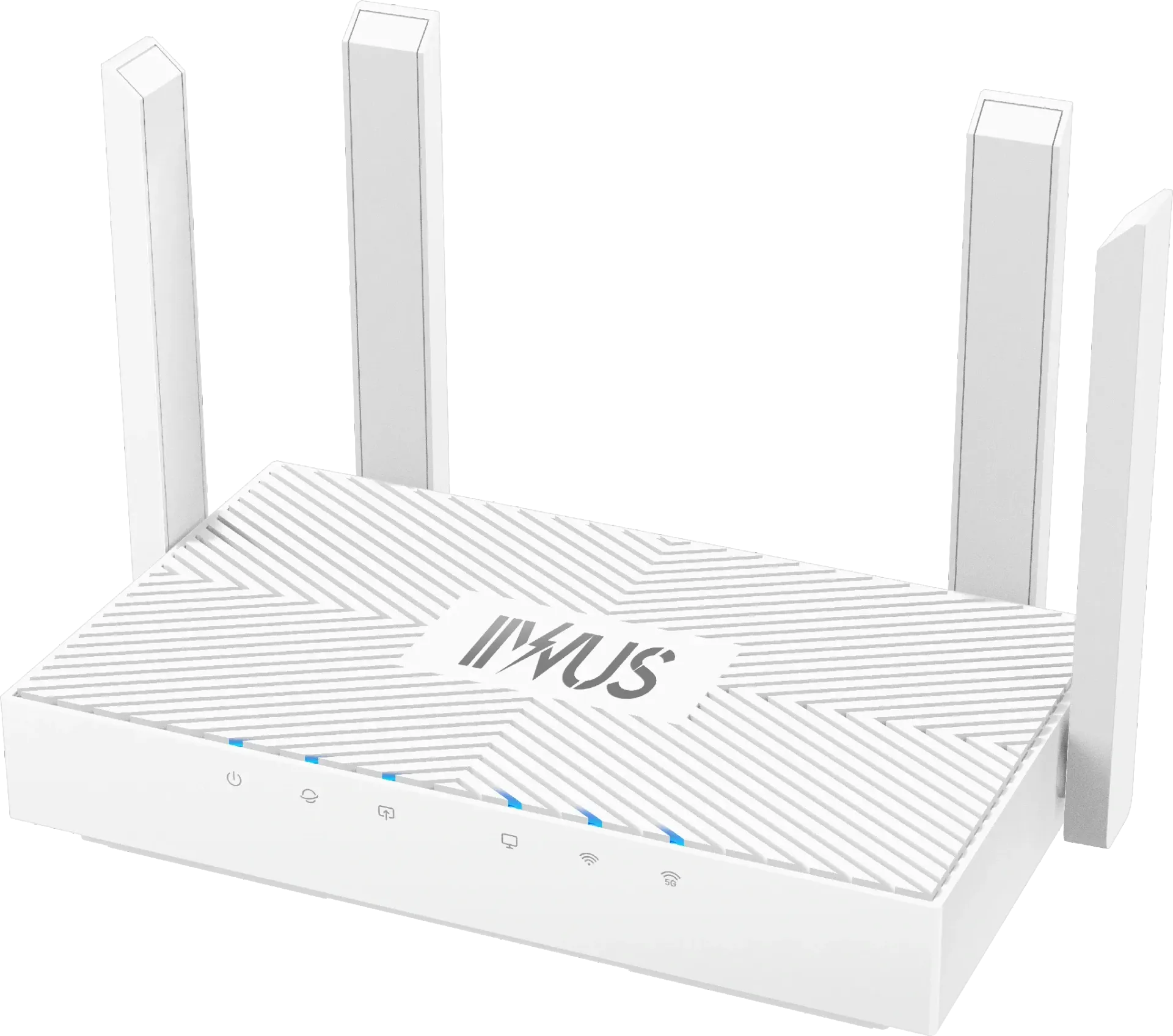 White IMUS wireless router with four external antennas.