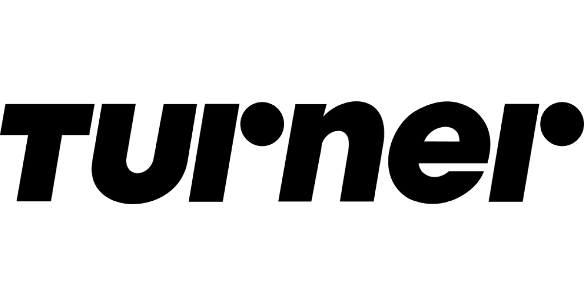 A black and white logo for turner on a white background.