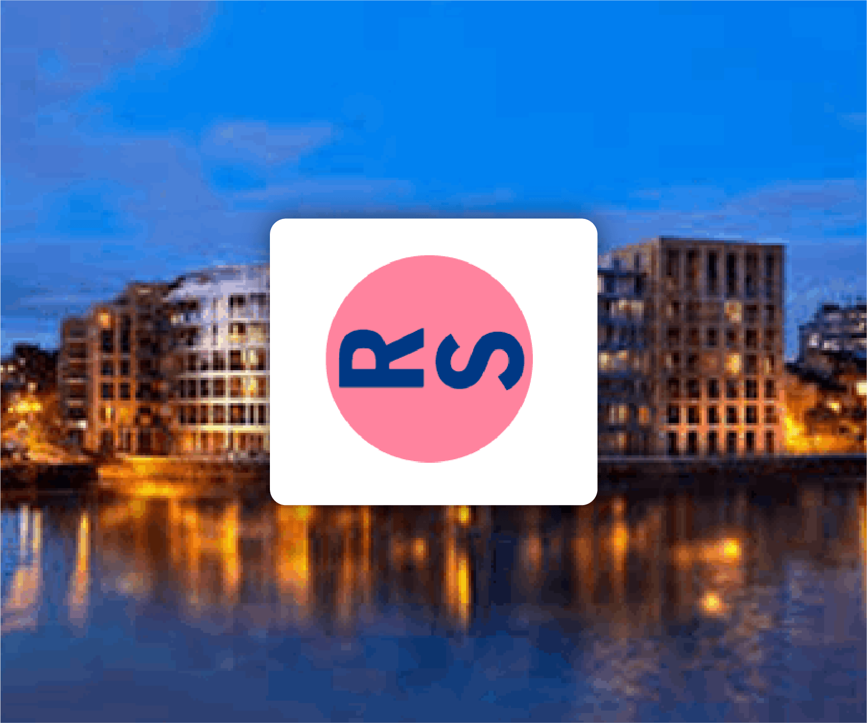 A pink circle with the word rs on it