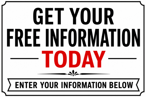 Free instant quote banner with “Enter your info below” and curved black arrows on white background