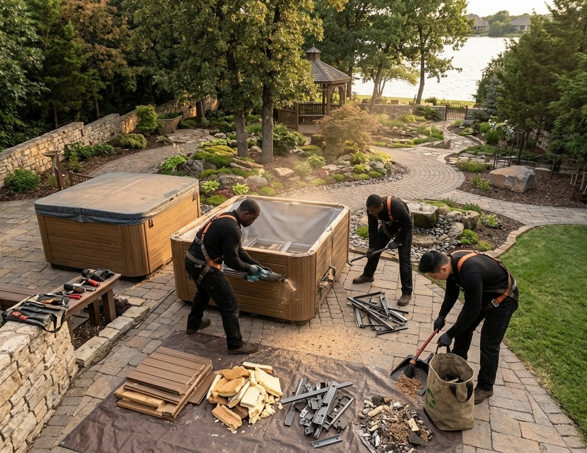 Residential spa delivery using specialized moving tools
