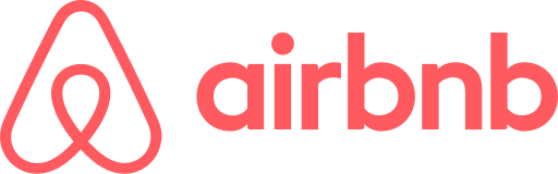 Das Airbnb-Logo ist rot und weiß auf weißem Hintergrund.