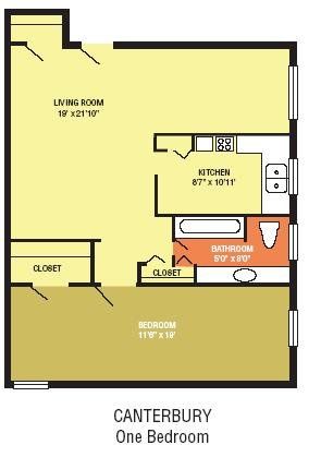 Canterbury Floor Plan 1 Bedroom