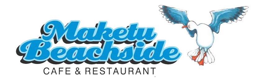 The maketu beachside cafe and restaurant logo has a seagull on it