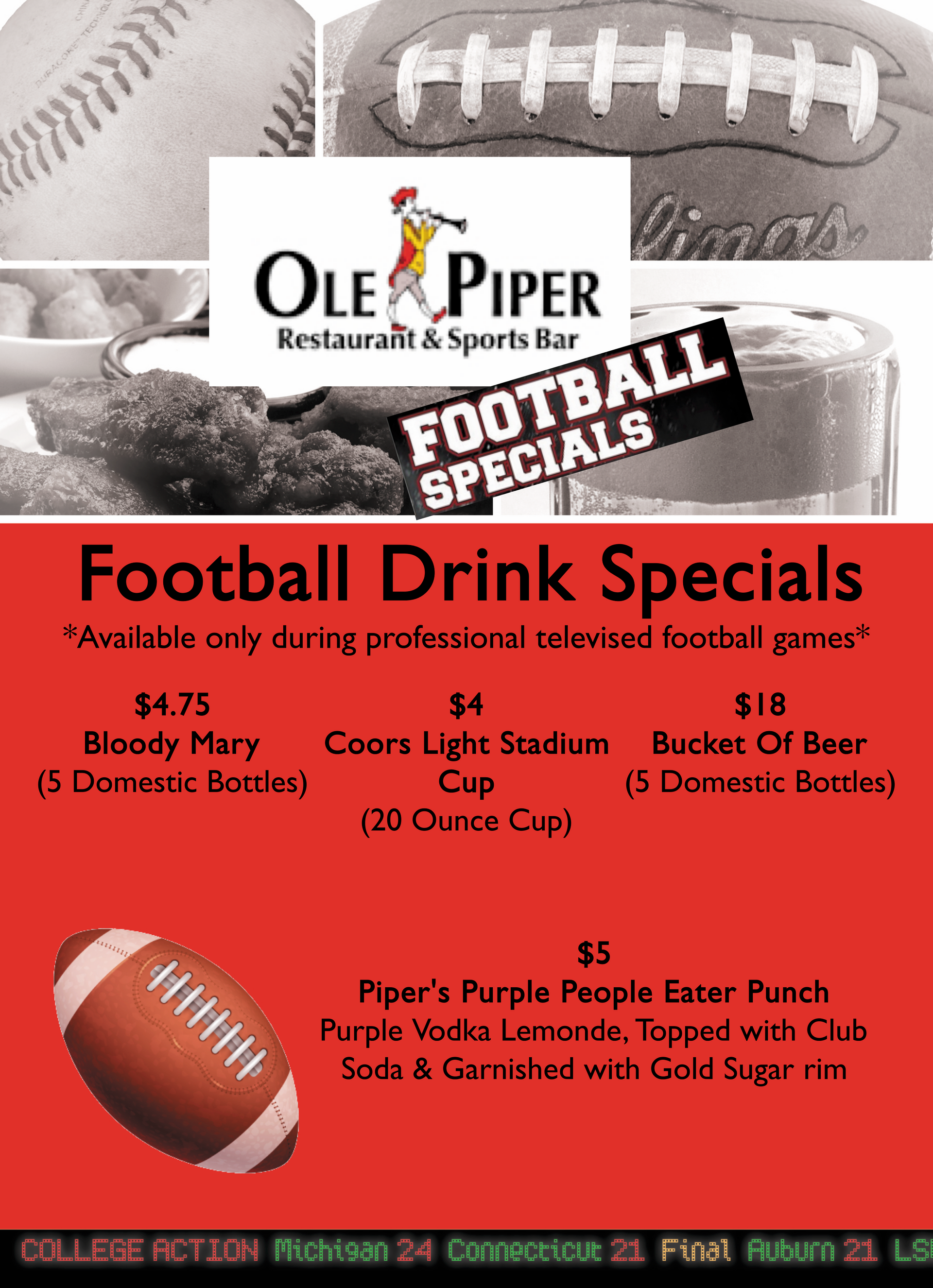 Ole Piper Summer Menu