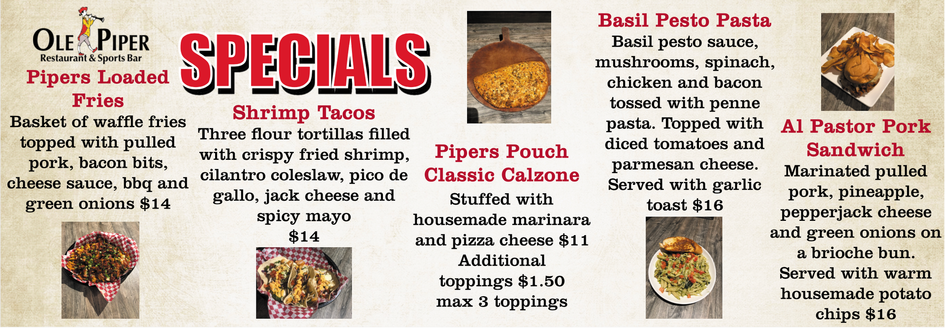 Ole Piper Summer Menu