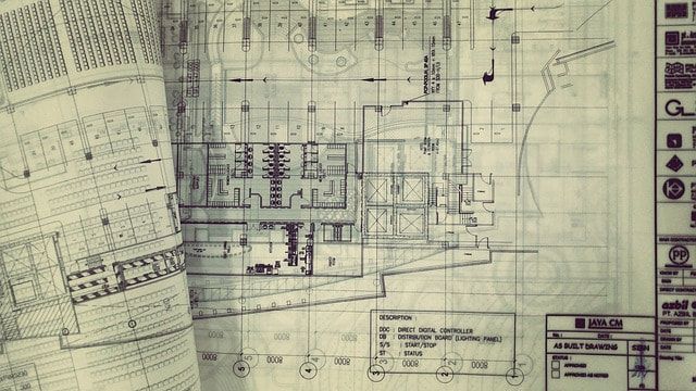 large set of construction drawings