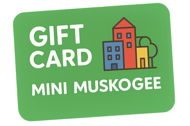 Gift Cards Green Mini Muskogee gift card with city buildings.