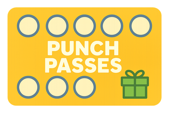 Punch Pass Yellow punch card with ten circles,