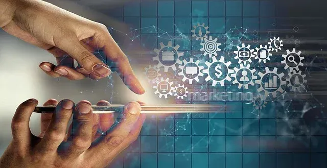 Hands holding a smartphone, touching a glowing