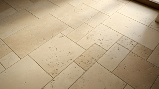 A close up of a wooden floor with a geometric pattern.