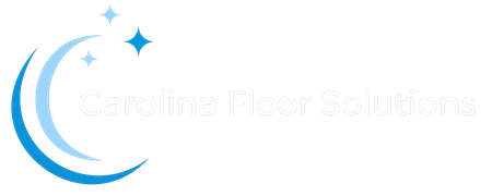 The logo for carolina floor solutions is blue and white with a crescent moon and stars.