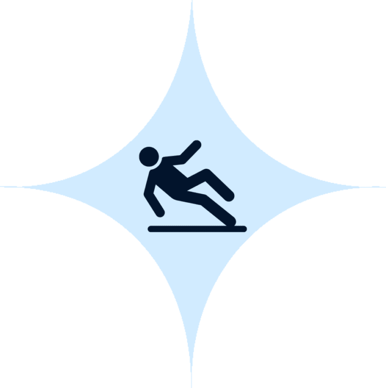 A silhouette of a person falling on a wet floor.