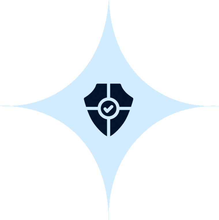 An icon of a shield with a check mark inside of it.