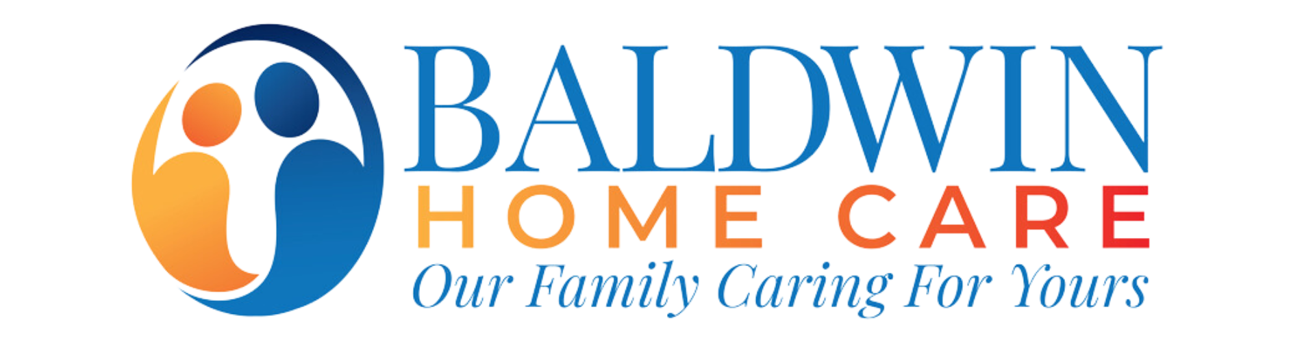 The baldwin home care logo says our family caring for yours