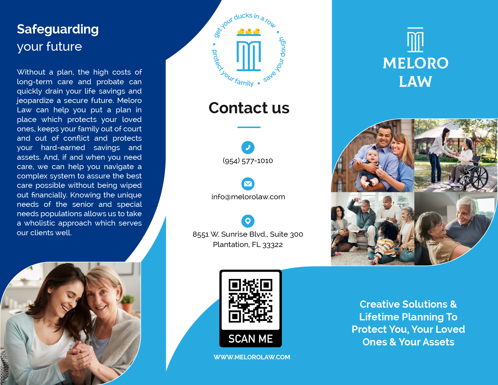 A brochure for a law firm with a qr code on it