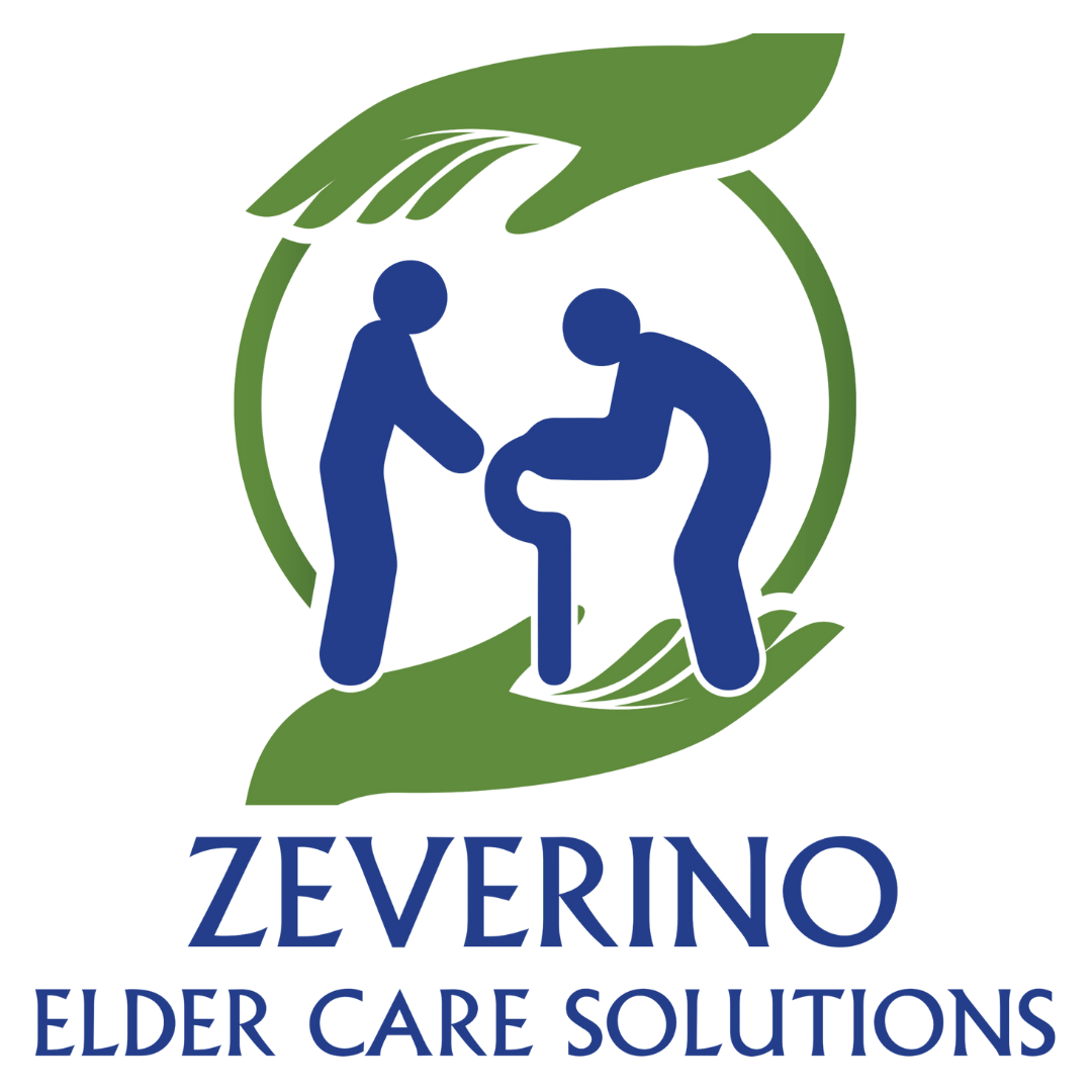 A logo for zeverino elder care solutions