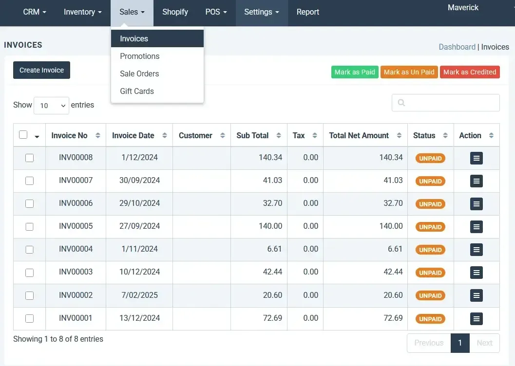 Inventory CRM Sales Leads