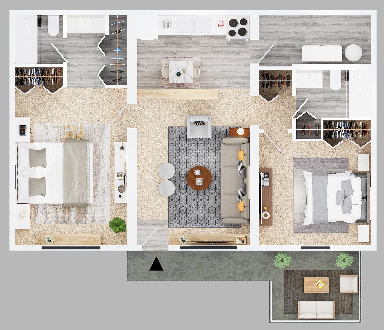 2 bed 2 bath floor plan