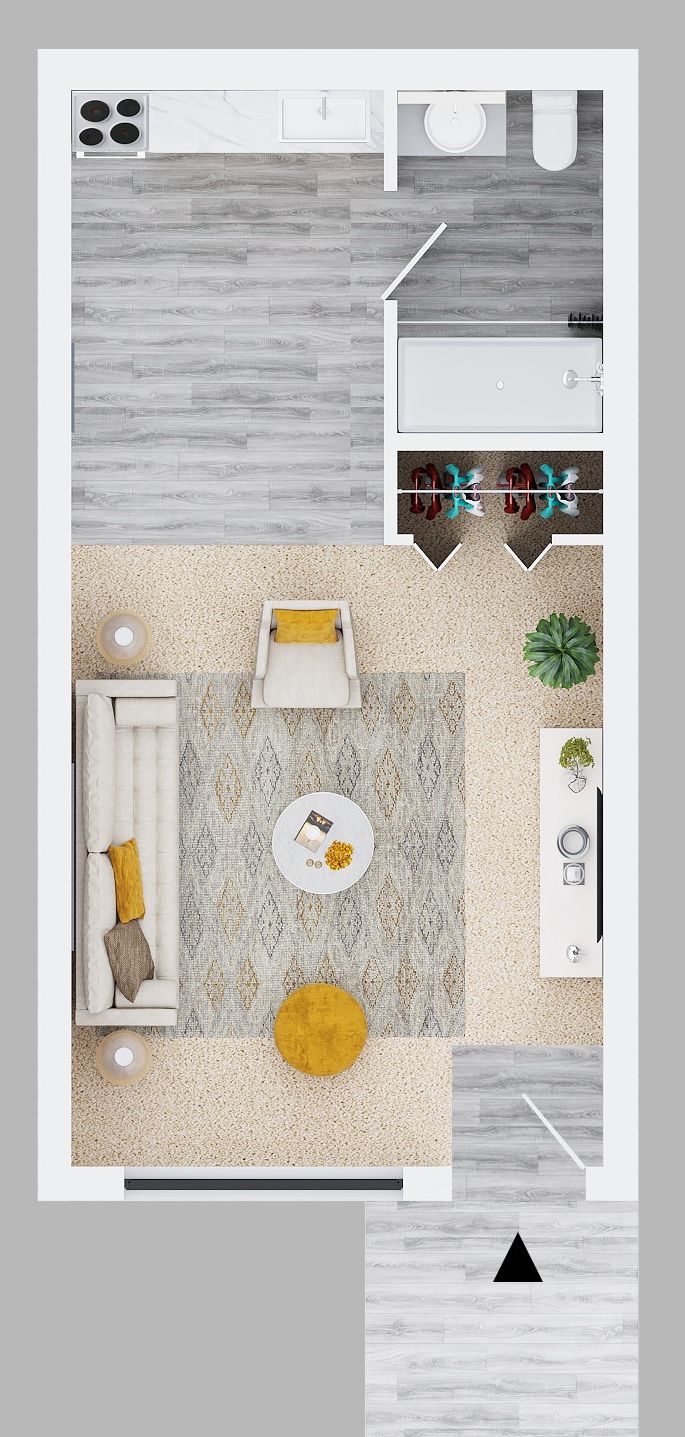 studio 1 bath floor plan