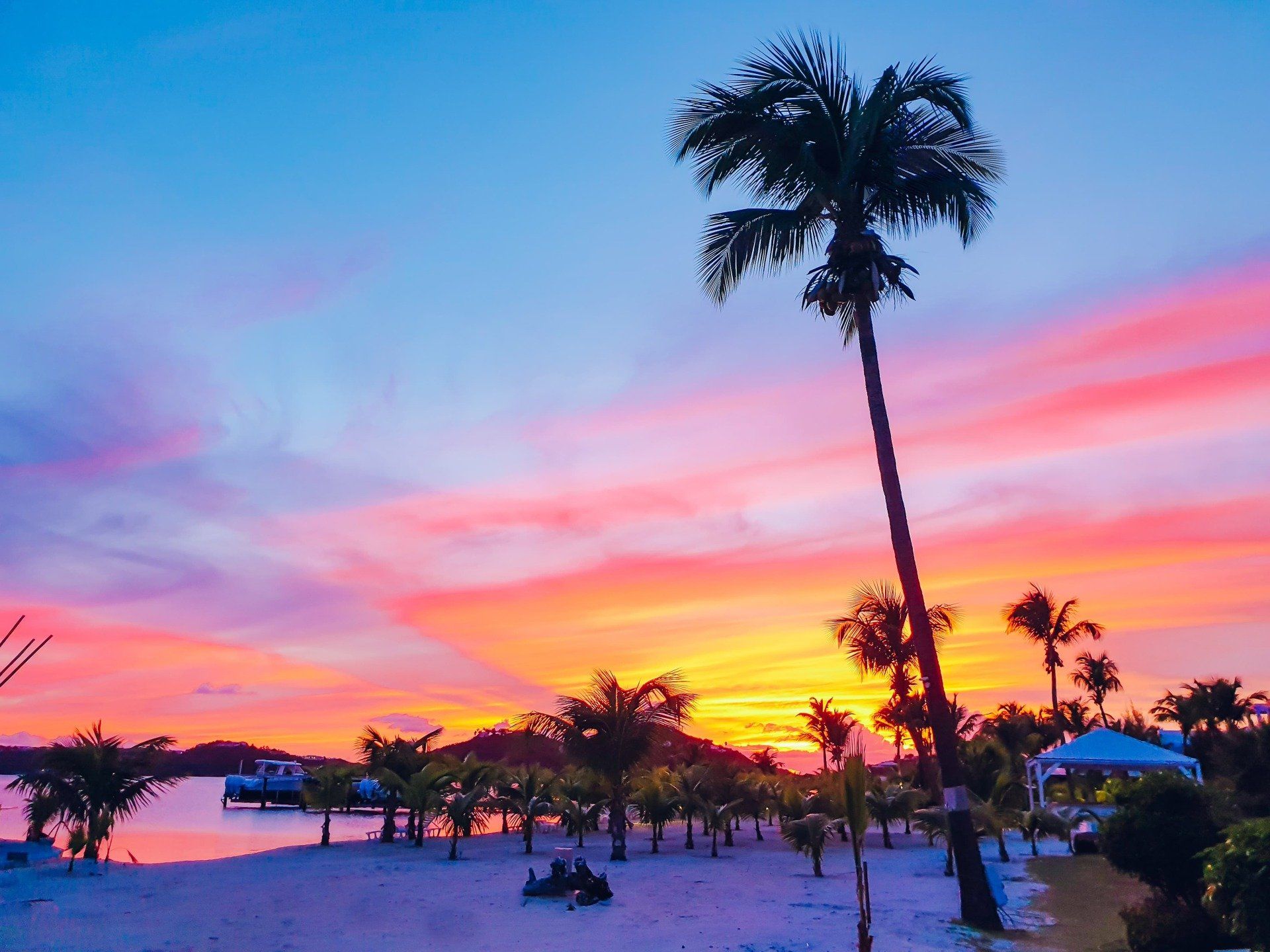 Sunset beach view outside the hotel
