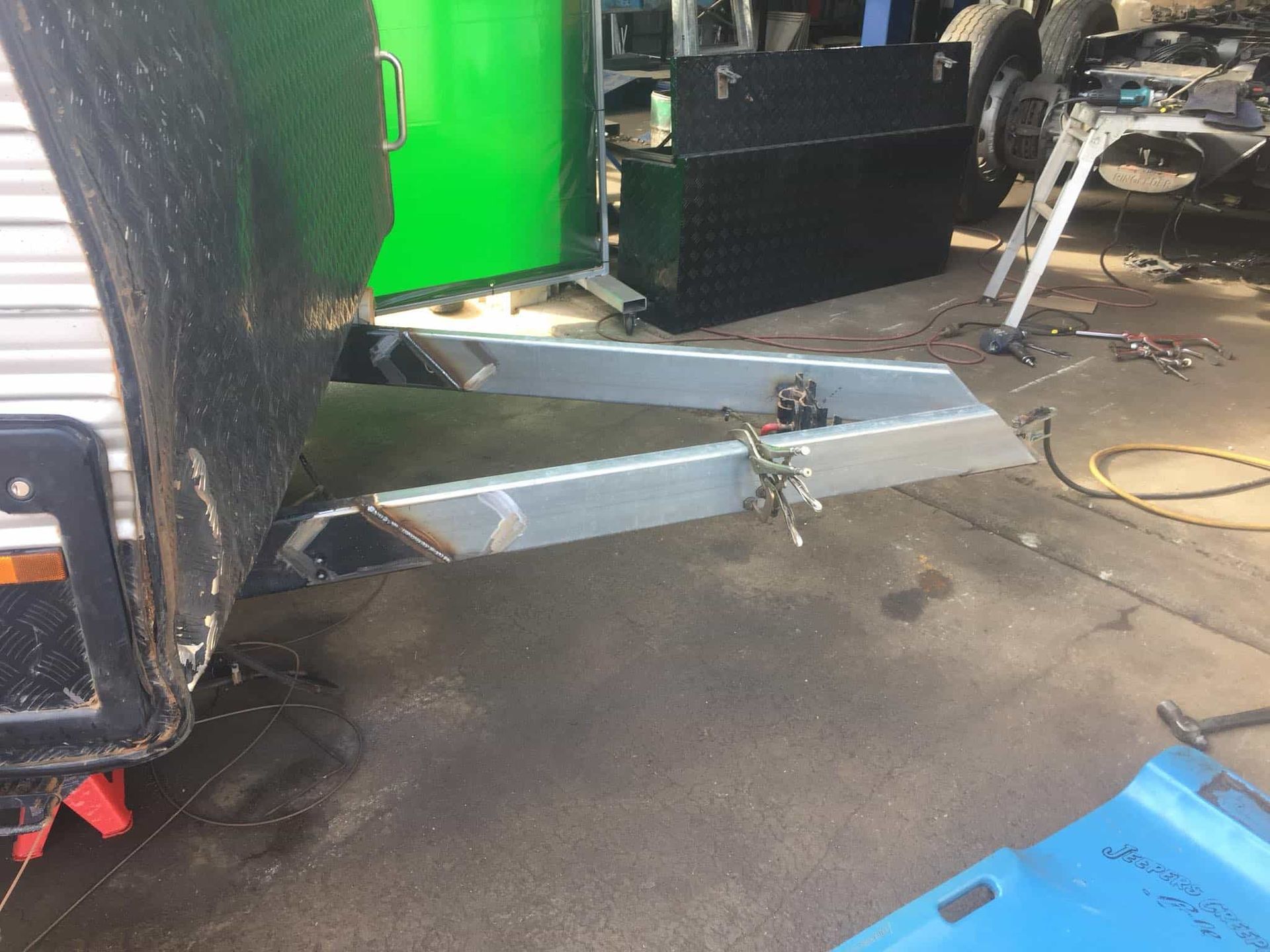 A Trailer Tongue With a New Steel Structure Being Fabricated — Boycey's Custom Engineering in Atherton, QLD