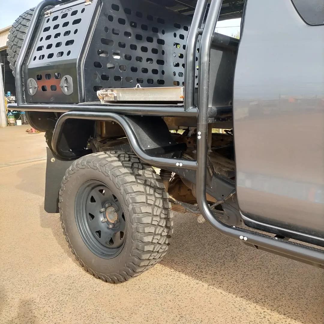 Gray Pickup Truck With a Custom Black Metal Tray — Boycey's Custom Engineering in Atherton, QLD