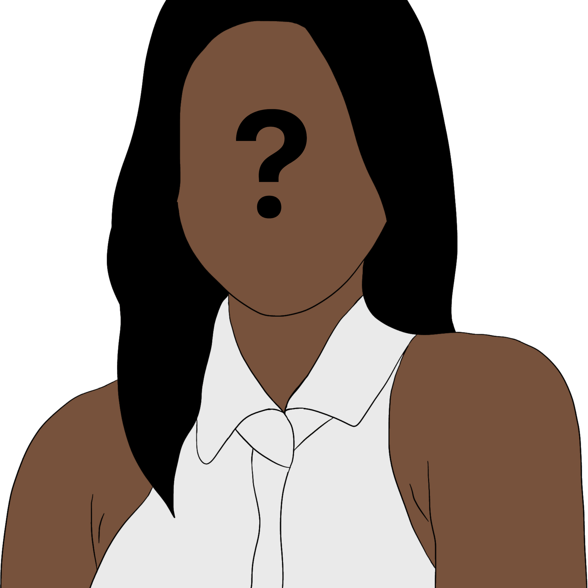 A woman with a question mark on her face