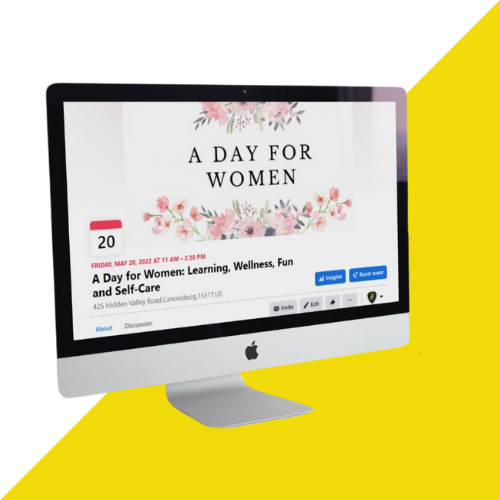 A computer monitor with a day for women on the screen