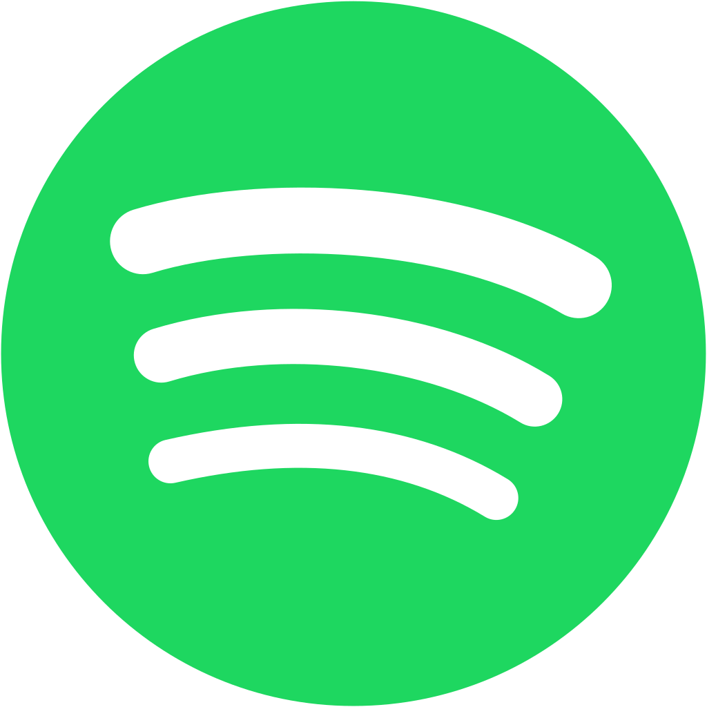 Spotify logo: Green circle with three white, curved horizontal lines.
