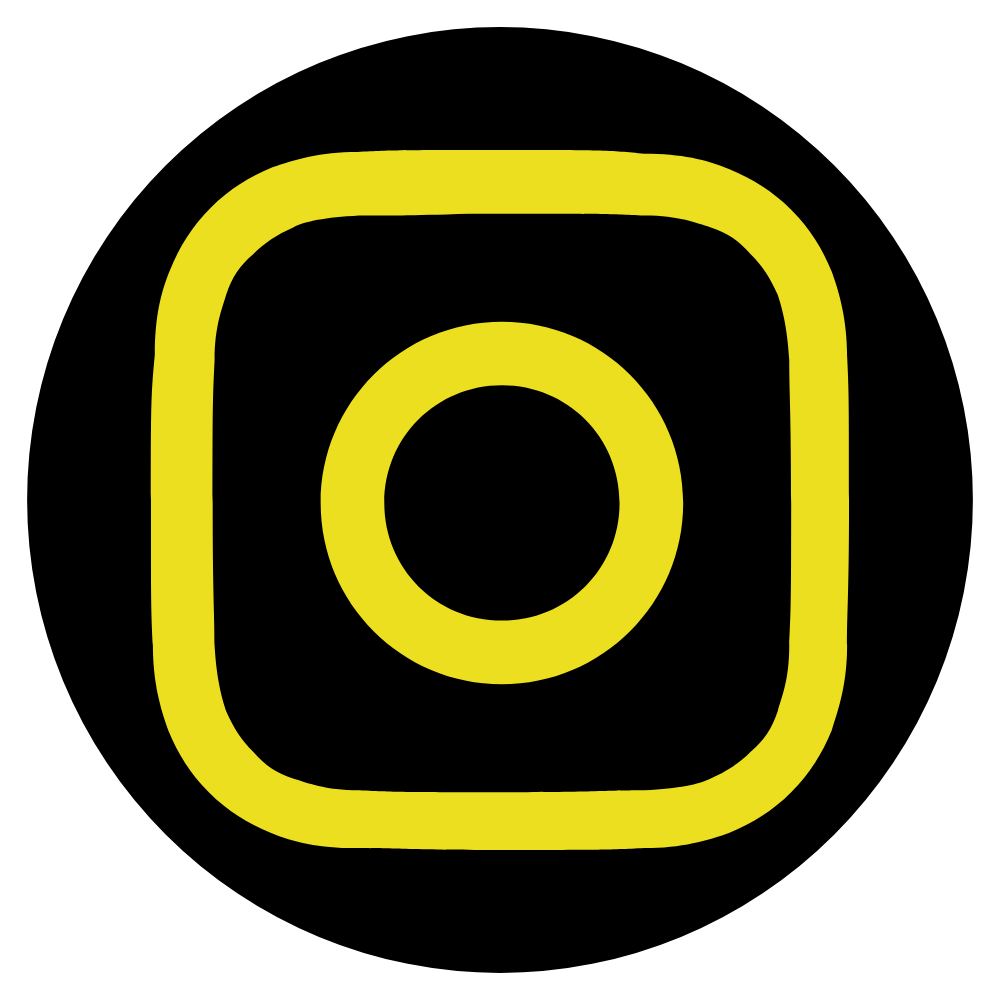 A yellow square in a black circle on a white background.
