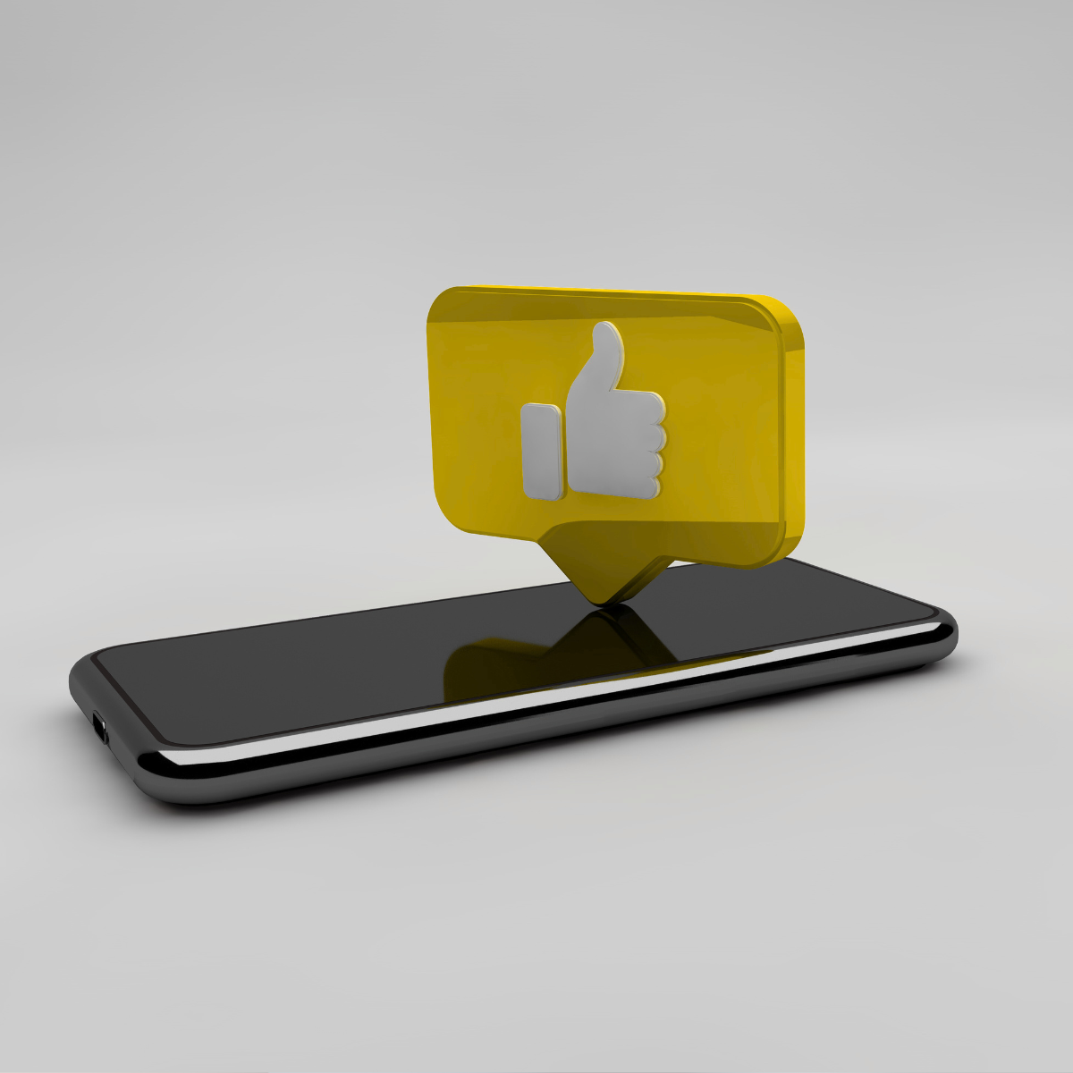 A phone with a thumbs up icon on it