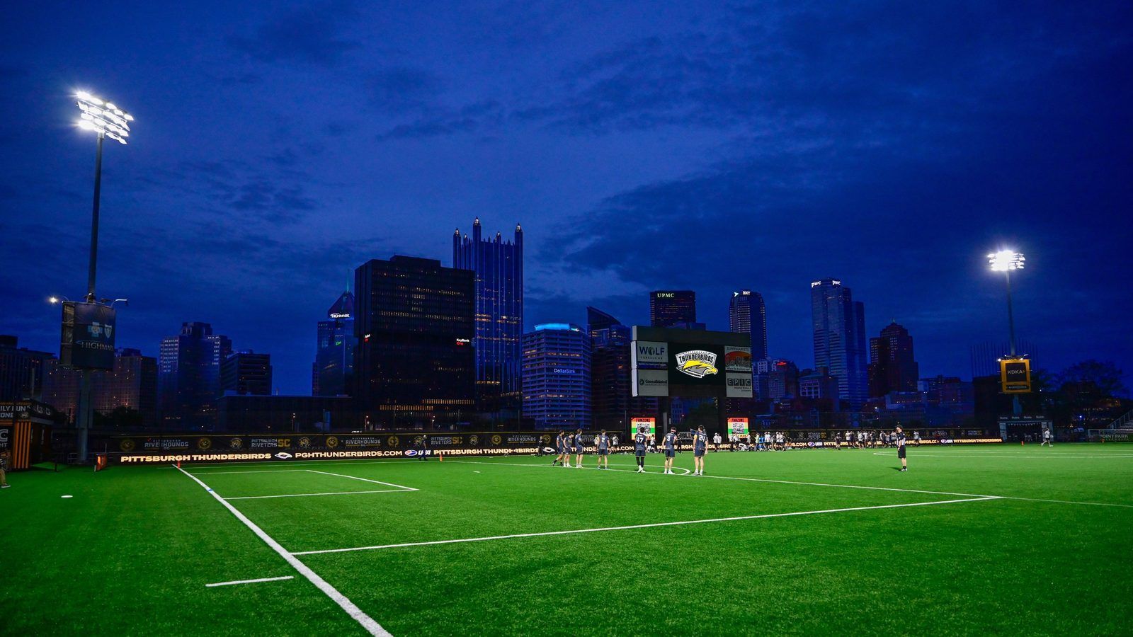 F.N.B. Stadium at dusk with the Pittsburgh skyline