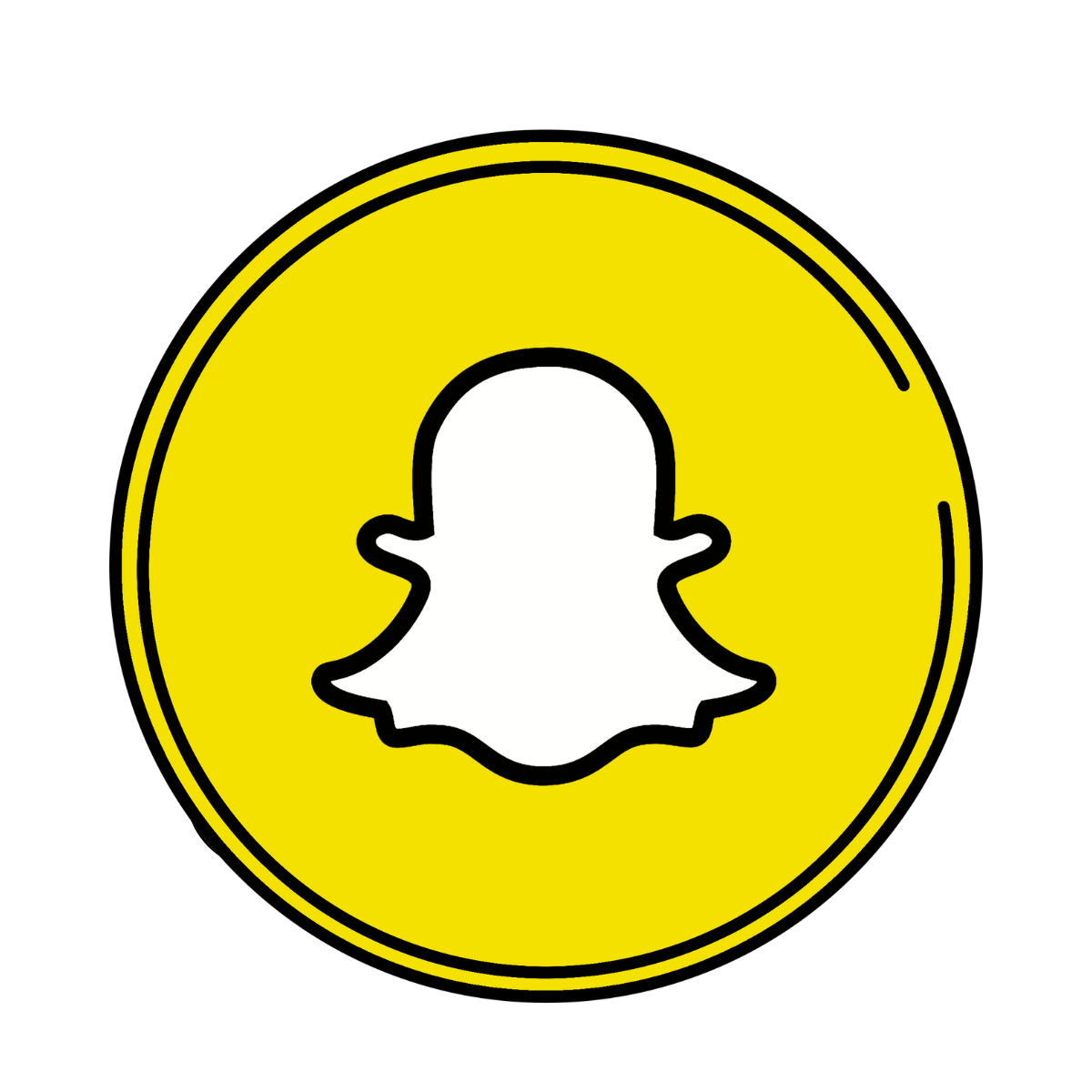 A snapchat icon in a yellow circle on a white background.