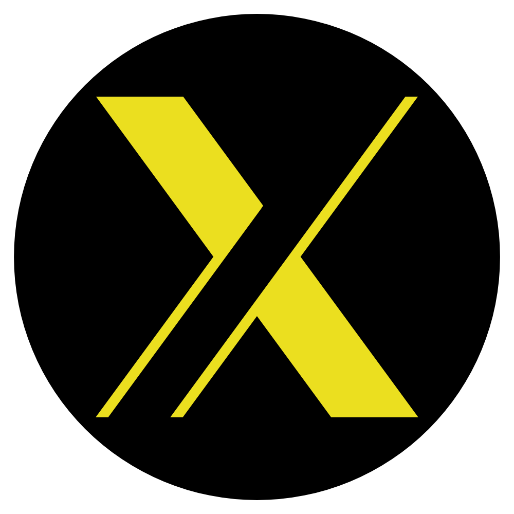A black circle with a yellow letter x inside of it
