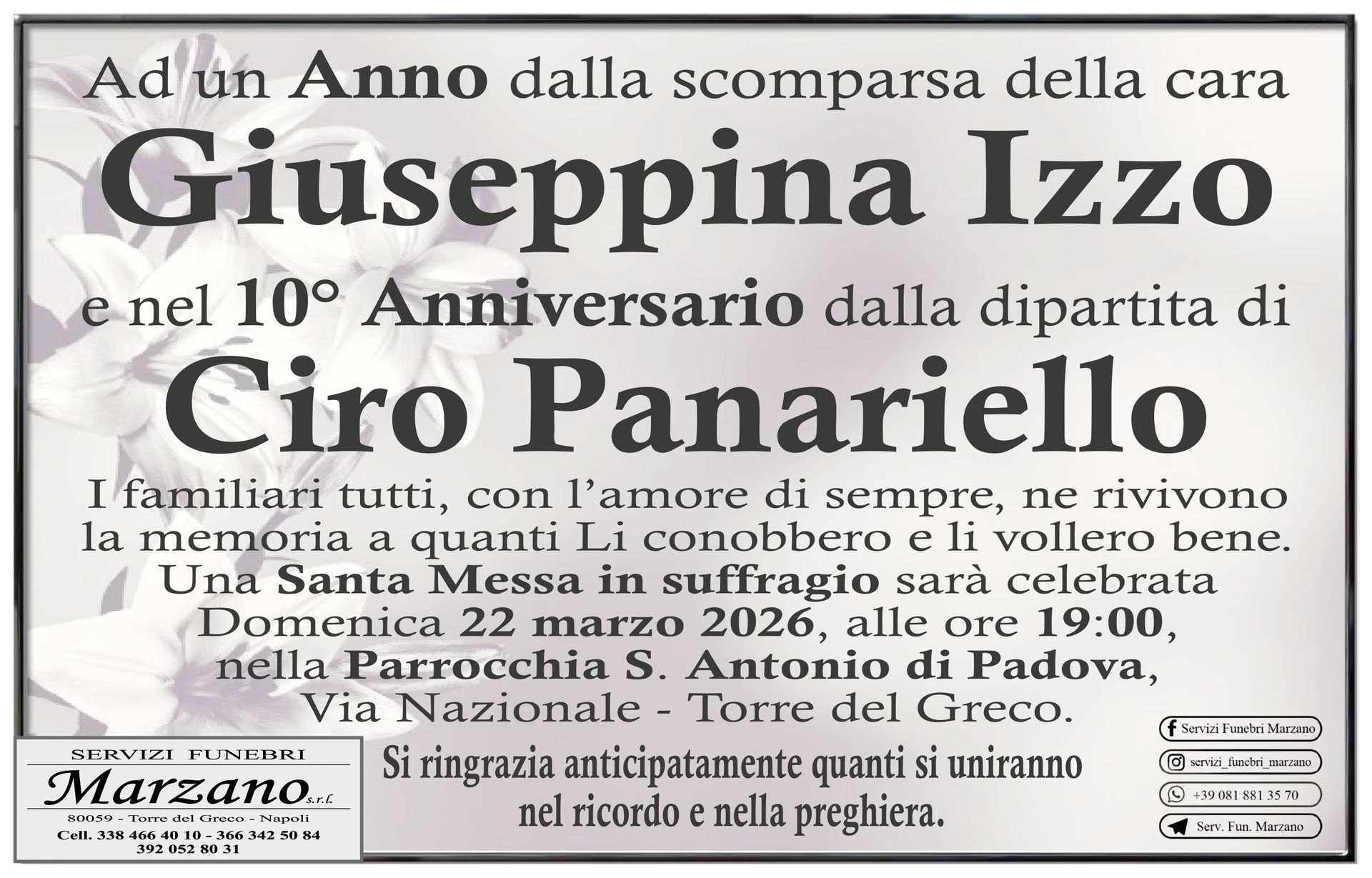 Ciro Panariello e Giuseppina Izzo