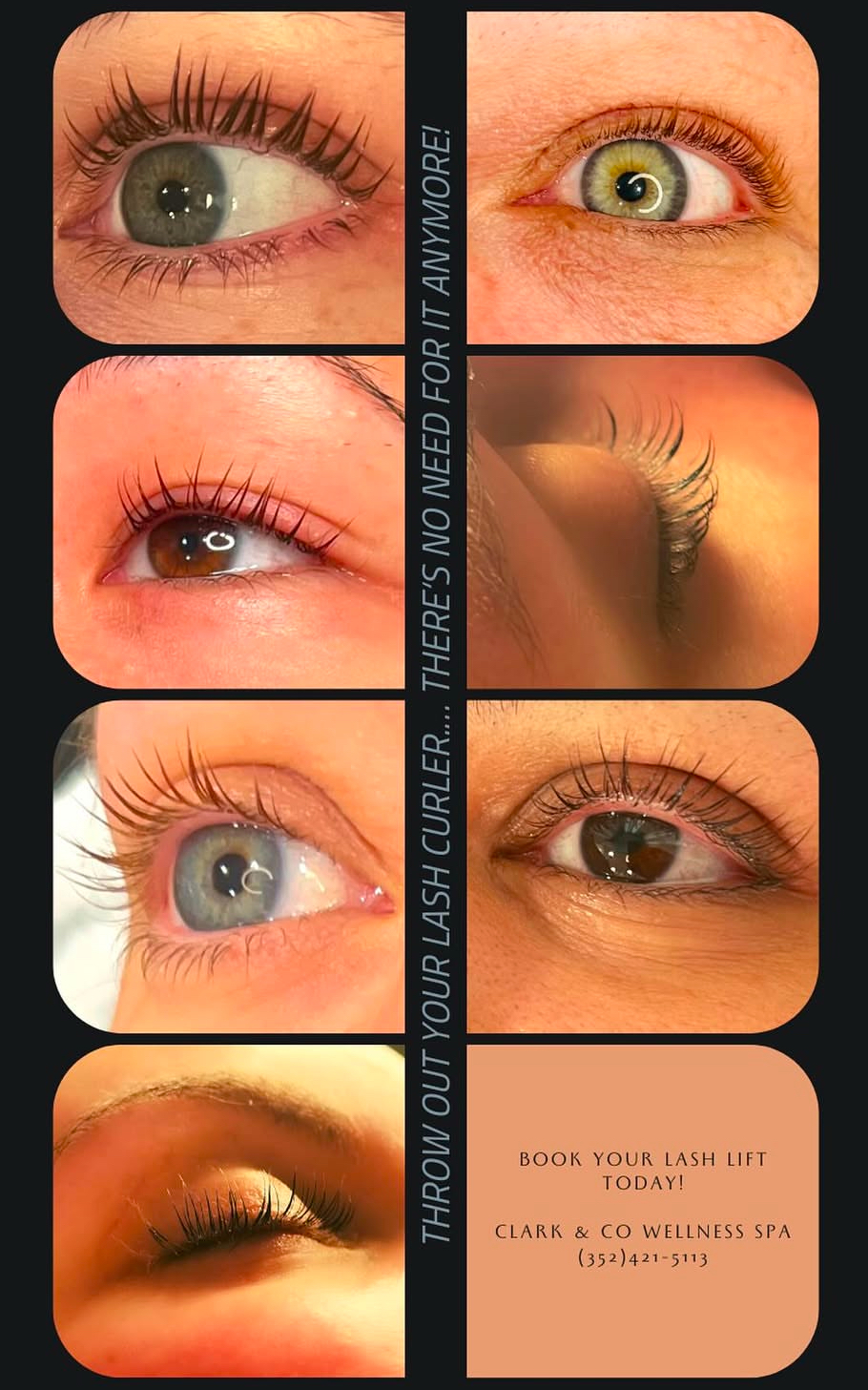 A collage of four pictures of a woman 's eyes.