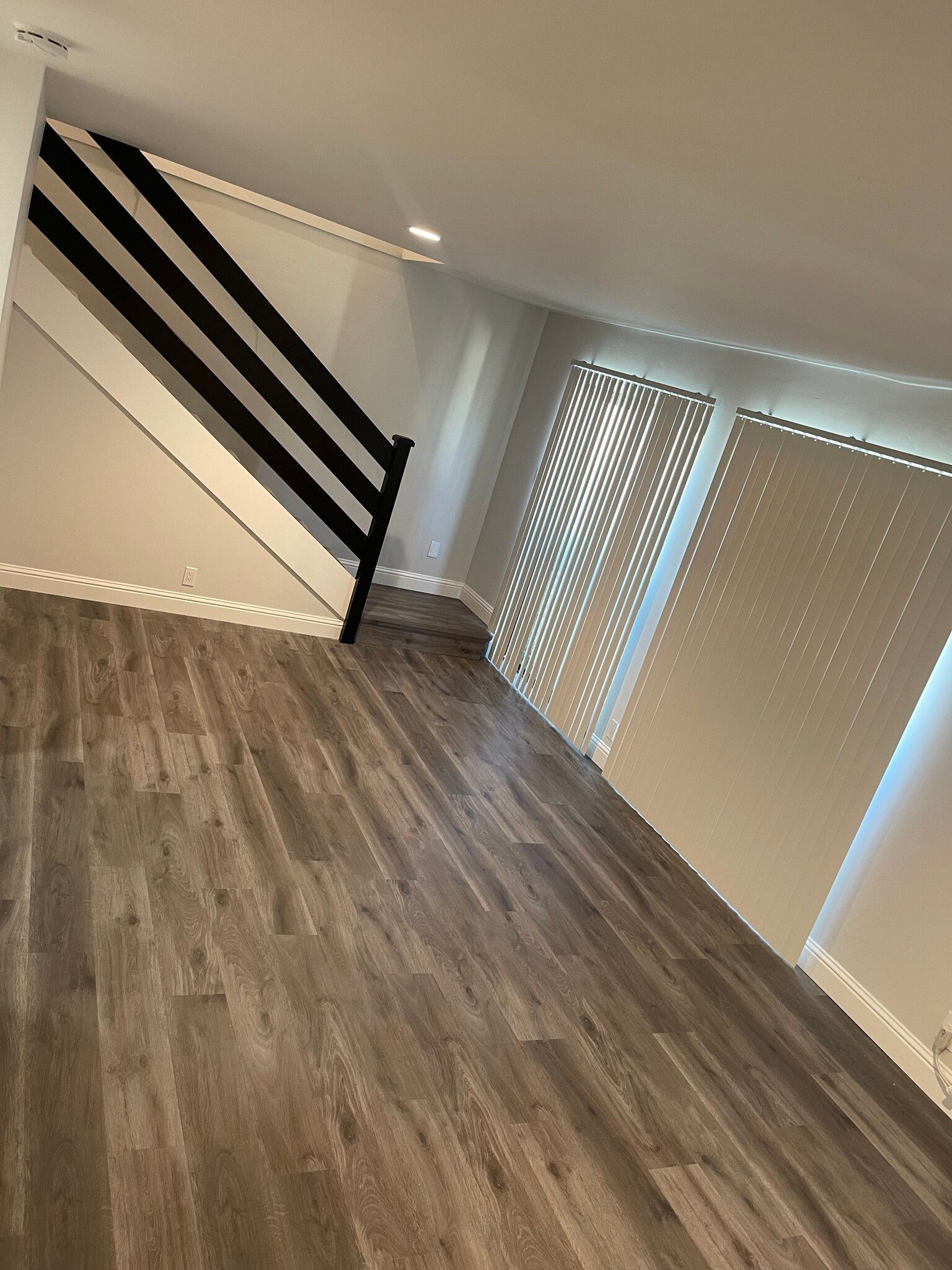 There is a staircase in the middle of the room.