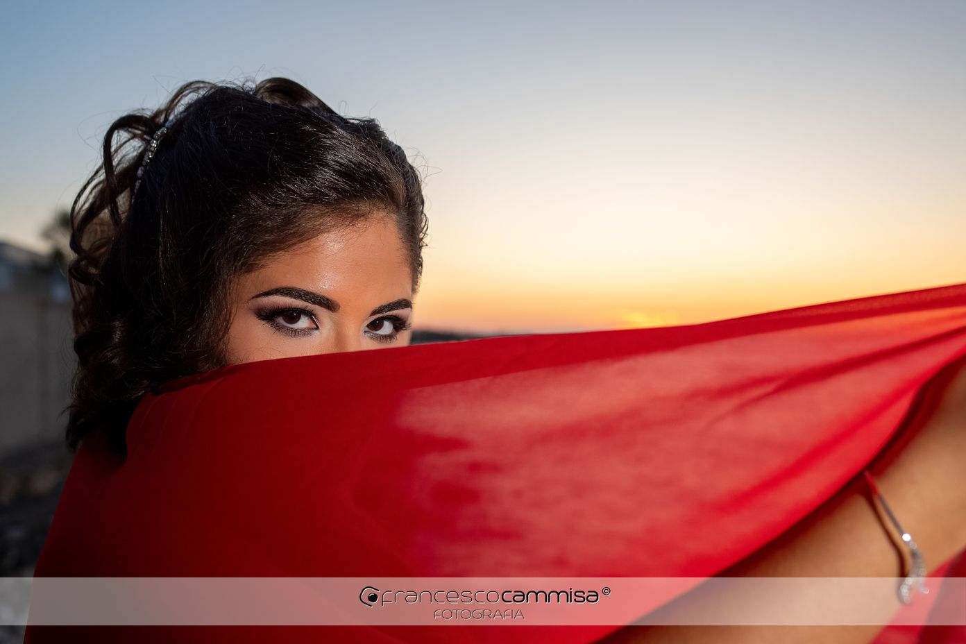 girl with red veil