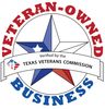 Veteran-owned business logo with Texas star and “Verified by the Texas Veterans Commission” banner