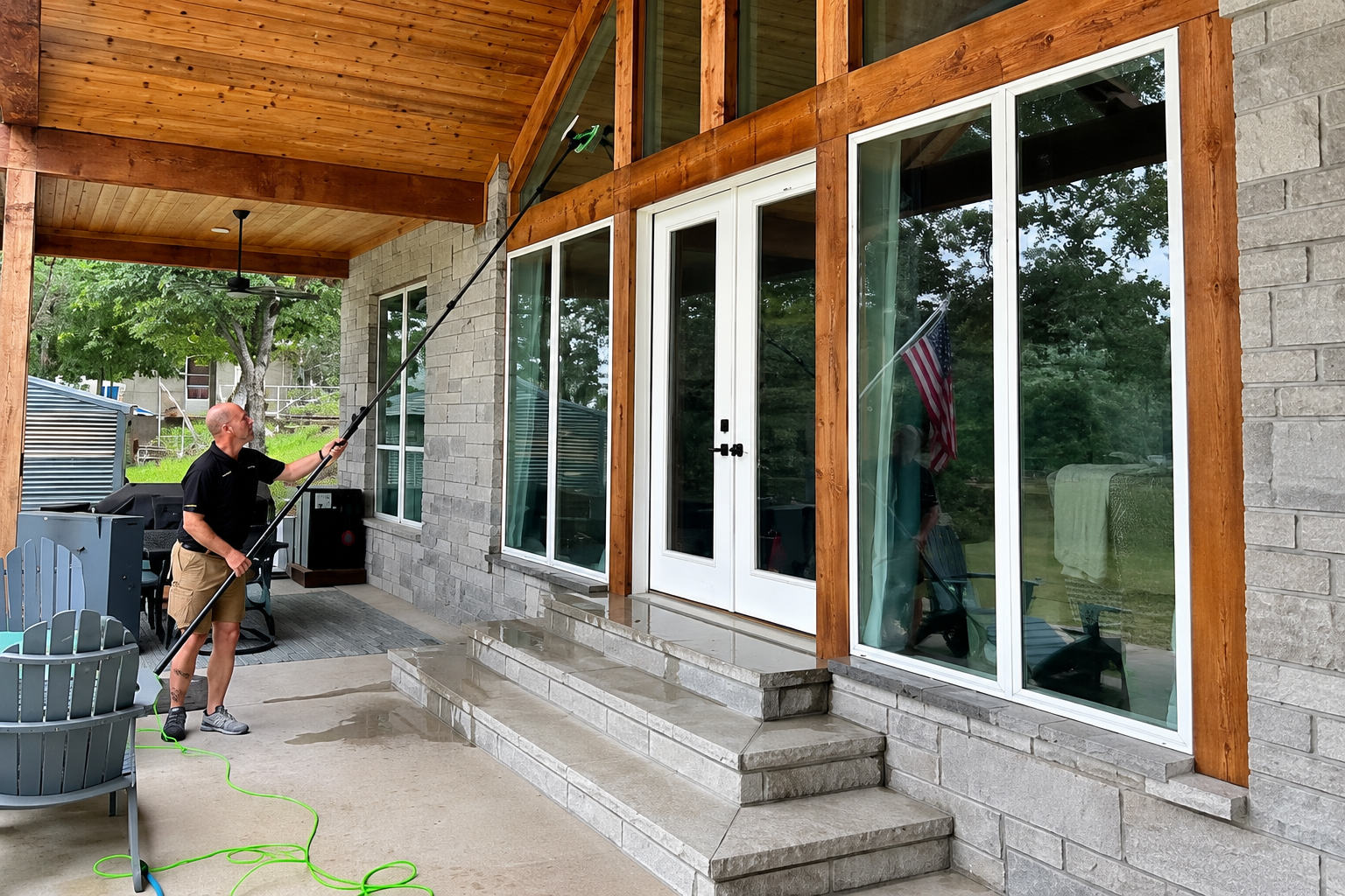 cleaning windows at a residential property