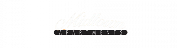 Black horizontal pill-shaped sign with the word &ldquo;APARTMENTS&rdquo; in white on a white background